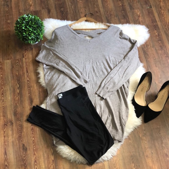 DREAMERS taupe cross open back sweater size small - Picture 2 of 13